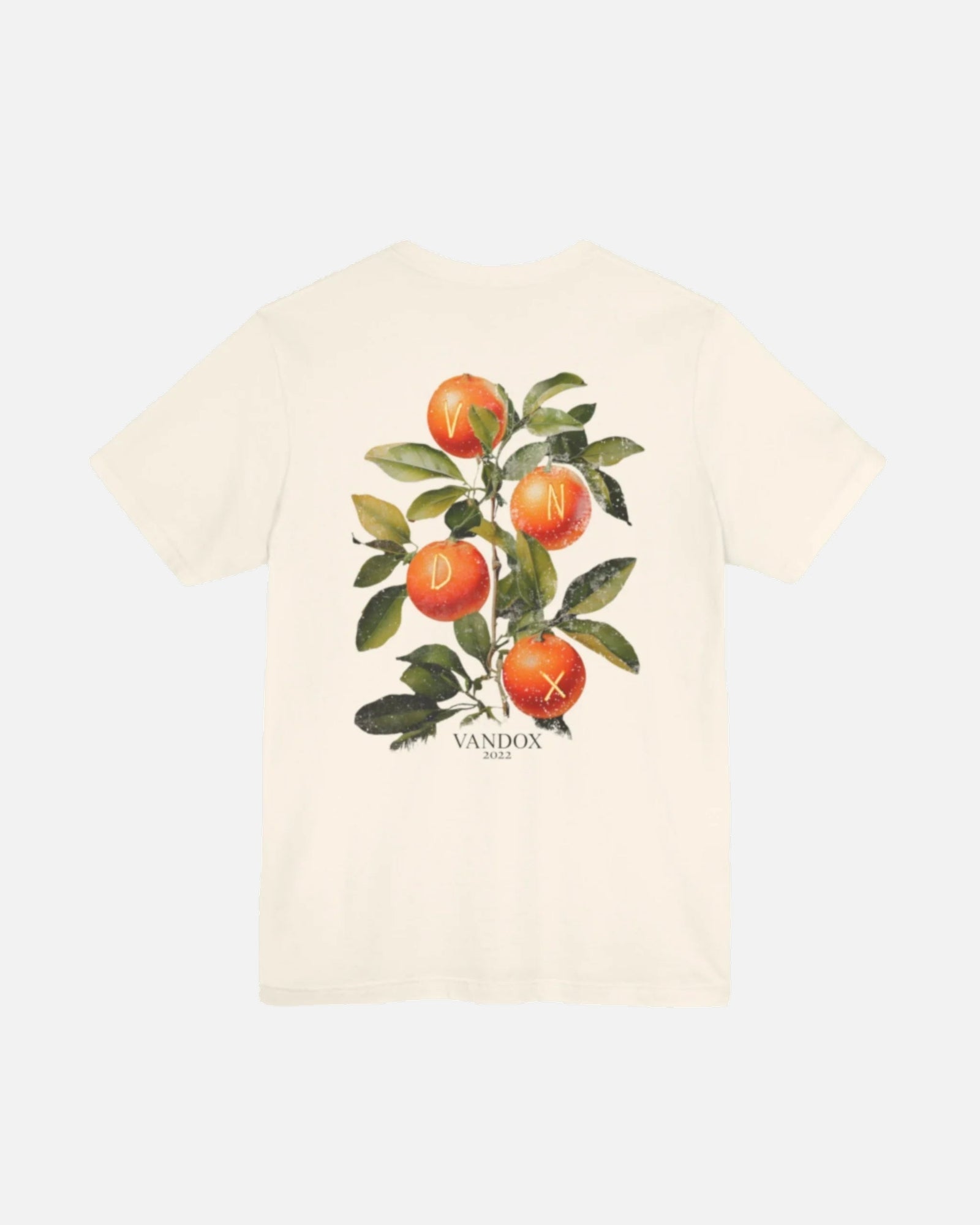 Vandox Riviera Grove T-Shirt in sandy cream Natural with a hand-painted orange tree, blending old money sophistication with starboy charm. Starboy old money shirt tshirt clothes vandox sacrevandox vandox clothes vandox clothing