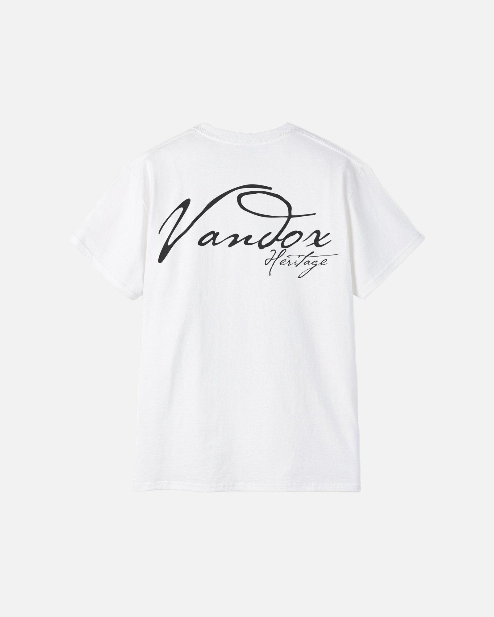 Back view of Eggshell White Noiré Heritage T-Shirt featuring bold white Vandox Heritage signature. Starboy old money shirt tshirt clothes vandox sacrevandox vandox clothes vandox clothing
