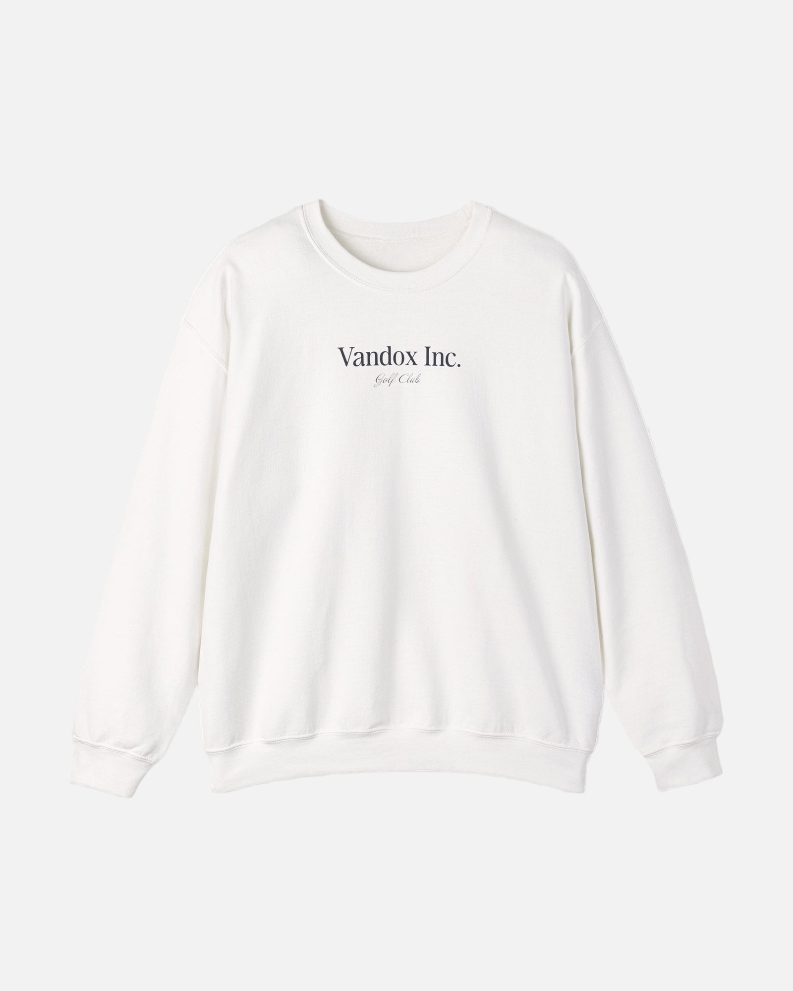 Front view of the Eggshell White Vandox Stockholm Crewneck with subtle “Vandox Inc. Golf Club” print. Starboy old money hoodie sweatshirt clothes vandox sacrevandox vandox clothes vandox clothing crewneck