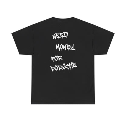 Black Vandox T-shirt with a graffiti text "Need money for porsche" on the back. Starboy old money shirt tshirt clothes vandox sacrevandox vandox clothes vandox clothing