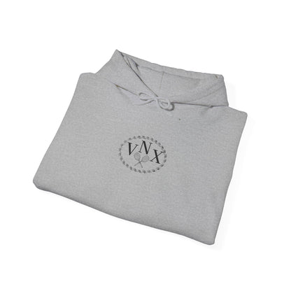 Grey Sport Grey VANDOX Tennis Court Hoodie with VNX Vandox logo and tennis court design and "Winners From Passion" slogan. Starboy old money hoodie sweatshirt clothes vandox sacrevandox vandox clothes vandox clothing