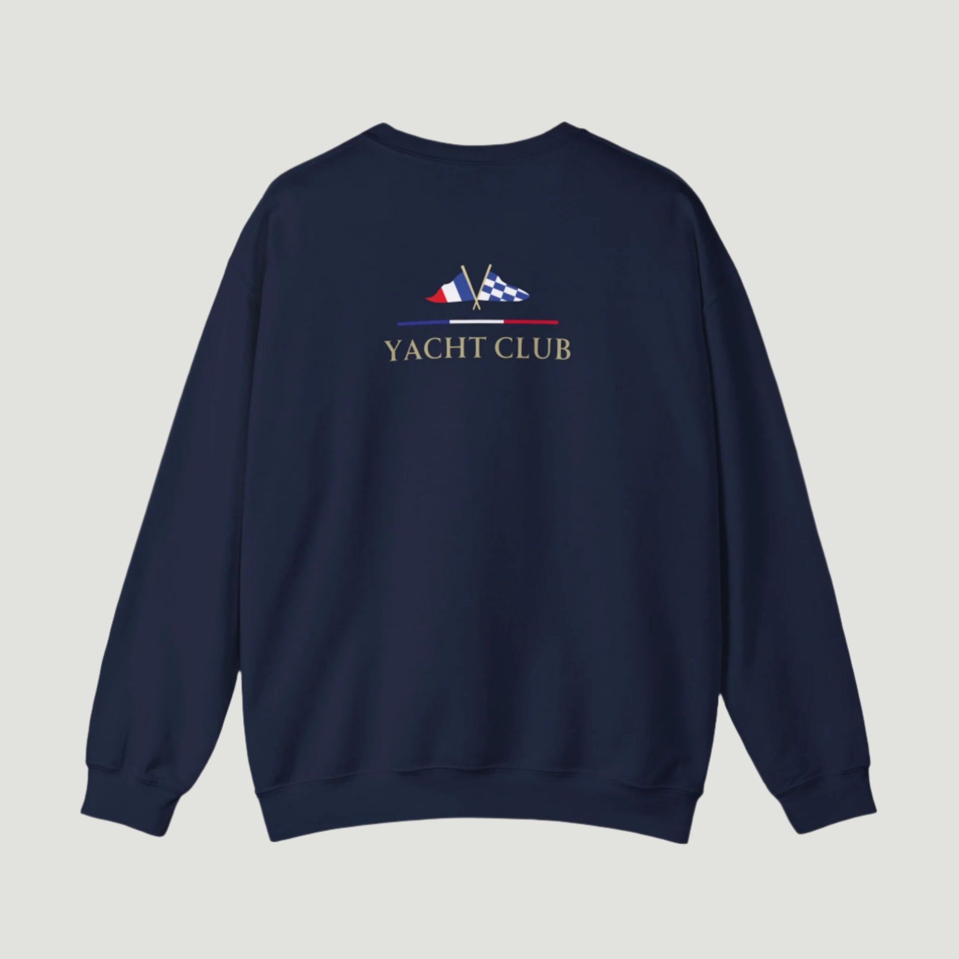 Navy Deep Blue Vandox Monaco Saint Roman Yacht Club crewneck featuring international maritime flags, gold lettering, and anchor detail—blending old money elegance with nautical style. Starboy old money hoodie sweatshirt clothes vandox sacrevandox vandox clothes vandox clothing
