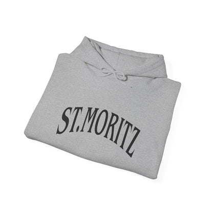 Sport Grey Vandox Hoodie with front text "ST. MORITZ SKI RESORT" and VANDOX saint moritz ski resort since 1929  silent luxury text on the back. Saint Moritz St. Moritz Monaco Ski resort skiing clothes winter clothing Starboy old money hoodie sweatshirt clothes vandox sacrevandox vandox clothes vandox clothing