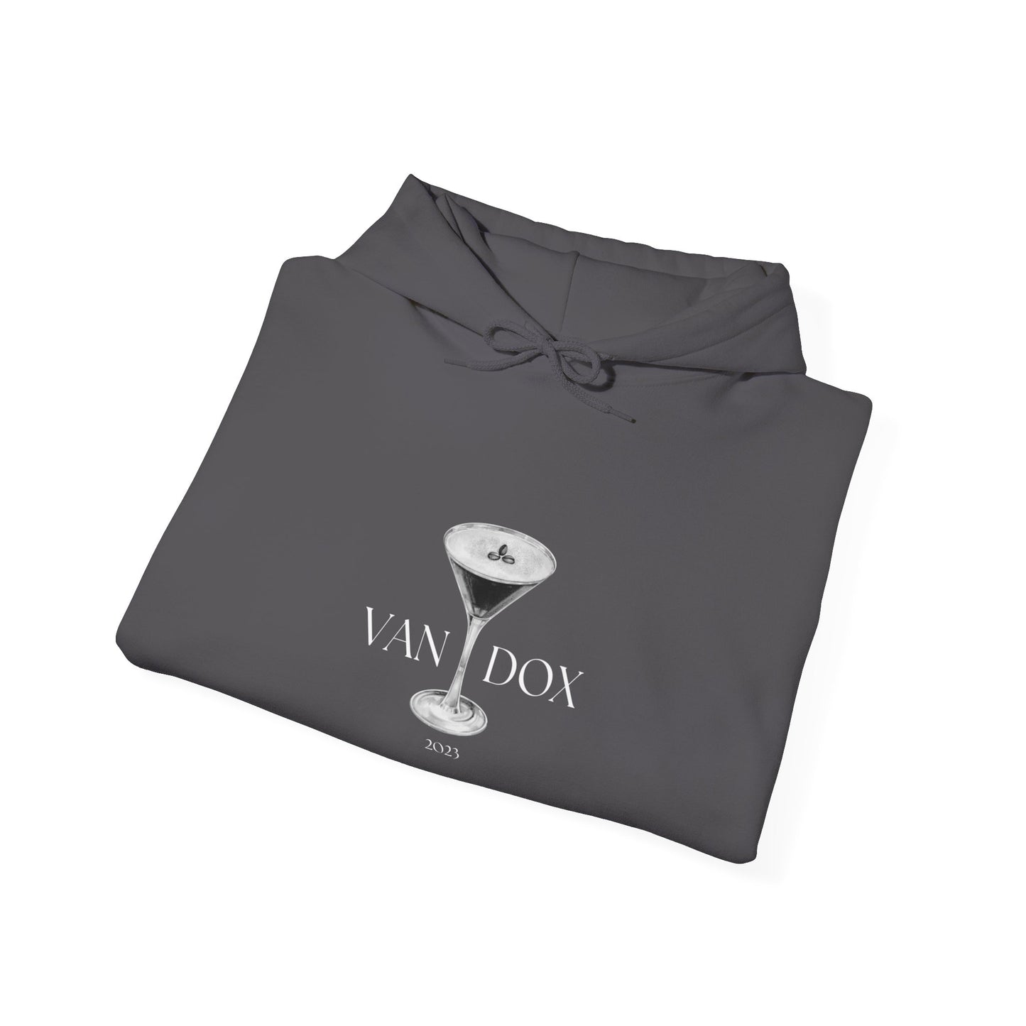 Charcoal Vandox graphic Hoodie graphic Vandox logo front view on charcoal hoodie - Vandox. Starboy old money hoodie sweatshirt clothes vandox sacrevandox vandox clothes vandox clothing