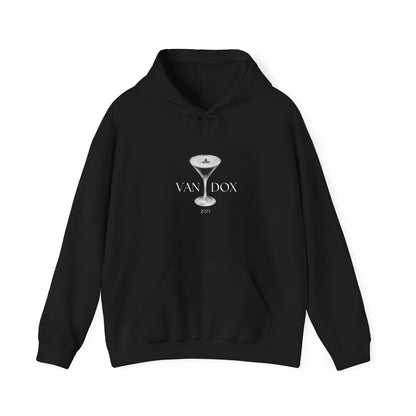 Black Vandox graphic Hoodie graphic Vandox logo front view on charcoal hoodie - Vandox. Starboy old money hoodie sweatshirt clothes vandox sacrevandox vandox clothes vandox clothing