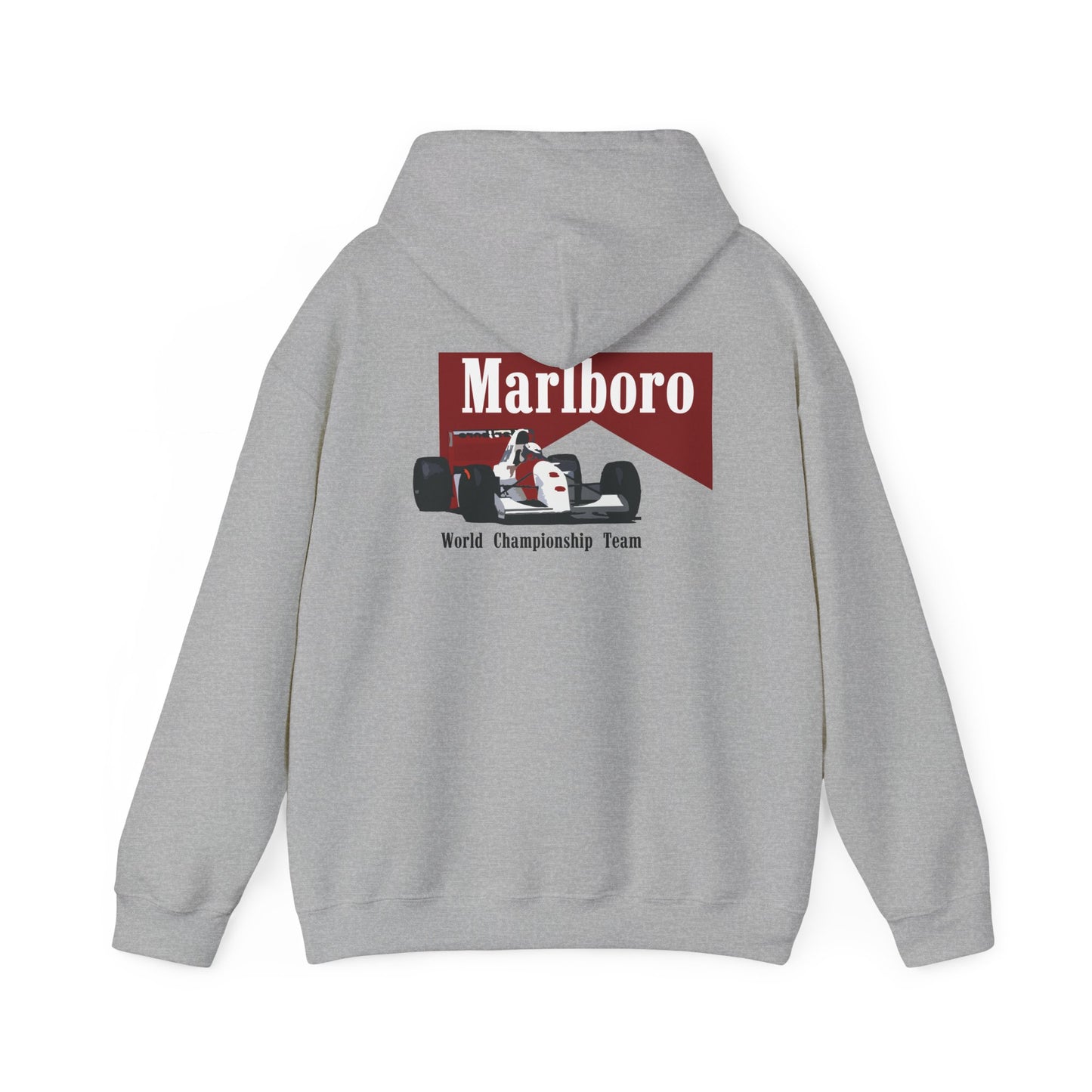 Grey Vandox Marlboro World Championship Team hoodie with Marlboro logo and Formula 1 car graphic. Starboy old money hoodie sweatshirt clothes vandox sacre vandox sacrevandox vandox clothes vandox clothing marlboro racing