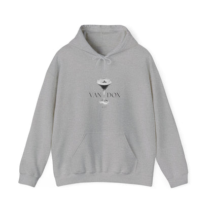 Grey Vandox graphic Hoodie graphic Vandox logo front view on charcoal hoodie - Vandox. Starboy old money hoodie sweatshirt clothes vandox sacrevandox vandox clothes vandox clothing