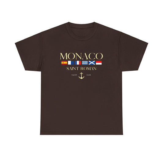 Brown Vandox Monaco Saint Roman Yacht Club T-Shirt with international flags and anchor graphic. Starboy old money shirt tshirt clothes vandox sacrevandox vandox clothes vandox clothing