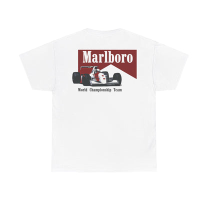 White Vandox Marlboro World Championship Team T-Shirt with Marlboro logo and Formula 1 car graphic. Starboy old money shirt tshirt clothes vandox sacrevandox vandox clothes vandox clothing