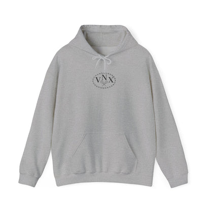 Grey Sport Grey VANDOX Tennis Court Hoodie with VNX Vandox logo and tennis court design and "Winners From Passion" slogan. Starboy old money hoodie sweatshirt clothes vandox sacrevandox vandox clothes vandox clothing