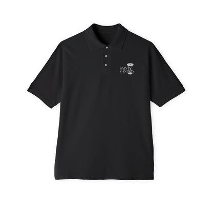 black Vandox polo with "Saint Vandox" emblem embroidered on the ches. Polo shirt tshirt short sleeve vandox sacre vandox vandox clothing pique cotton cotton shirt cotton polo