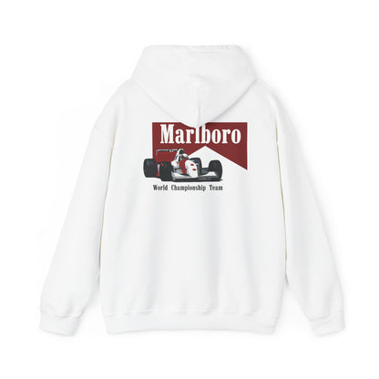 White Vandox Marlboro World Championship Team hoodie with Marlboro logo and Formula 1 car graphic. Starboy old money hoodie sweatshirt clothes vandox sacre vandox sacrevandox vandox clothes vandox clothing marlboro racing