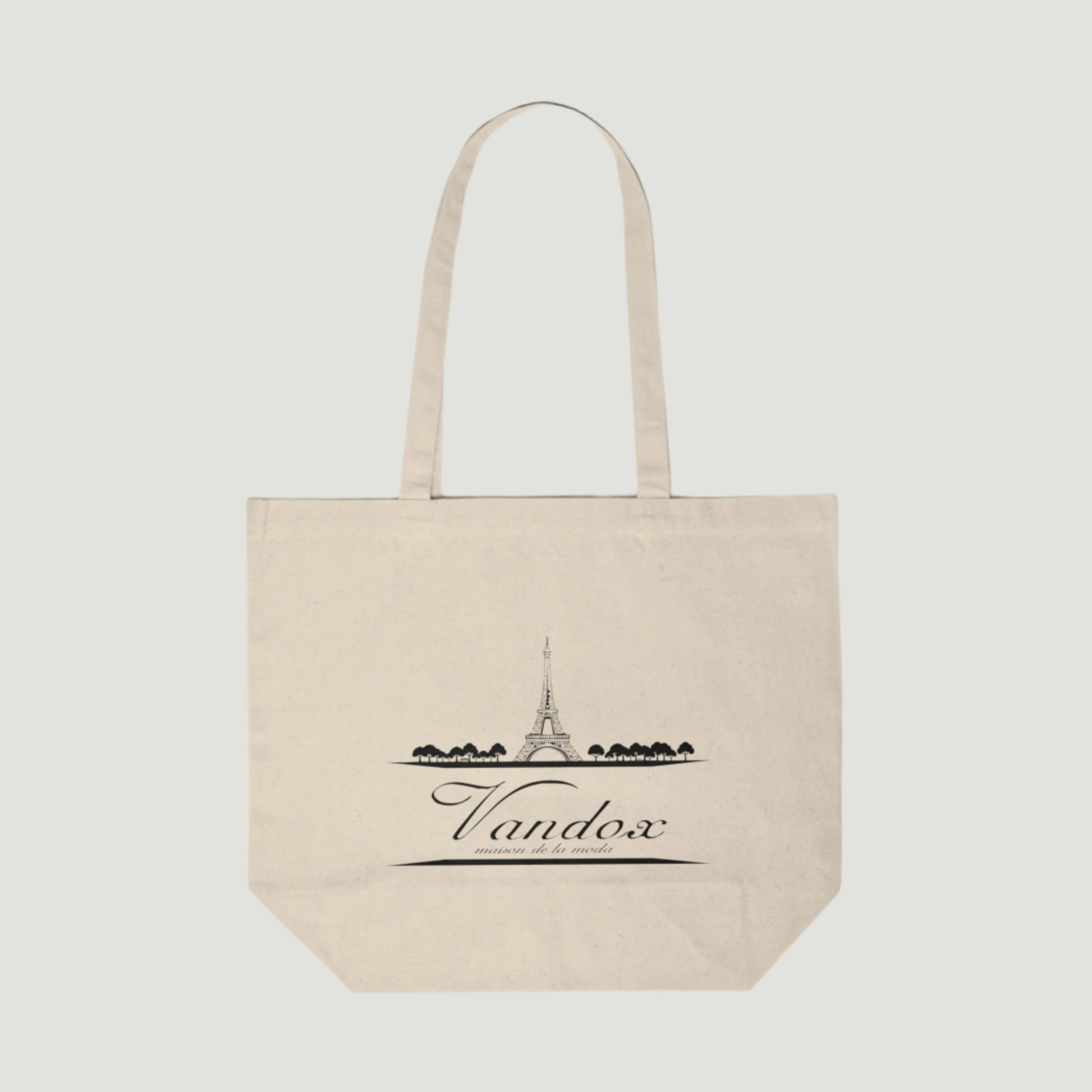 Vandox Maison de la Mode Tote with Eiffel Tower sketch and fashion-inspired logo, designed for timeless Parisian elegance. Starboy old money tote bag accessories vandox sacrevandox bag 