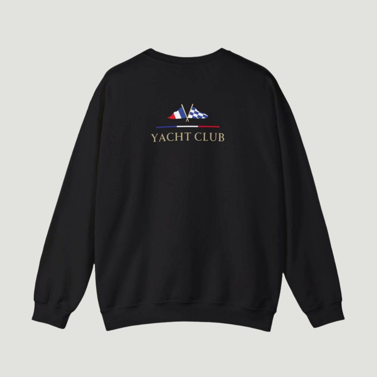 Deep Black Vandox Monaco Saint Roman Yacht Club crewneck featuring international maritime flags, gold lettering, and anchor detail—blending old money elegance with nautical style. Starboy old money hoodie sweatshirt clothes vandox sacrevandox vandox clothes vandox clothing