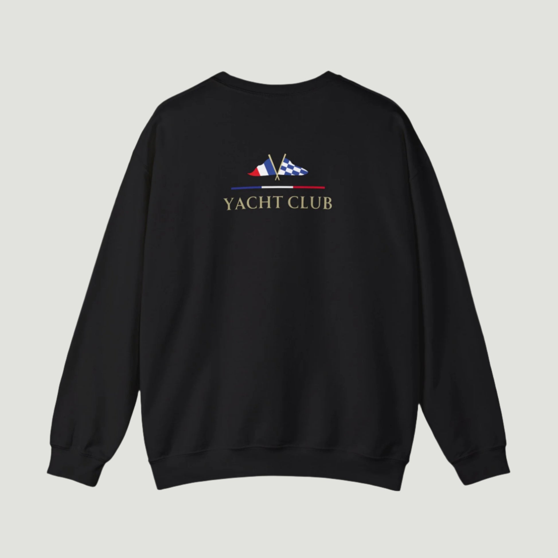 Deep Black Vandox Monaco Saint Roman Yacht Club crewneck featuring international maritime flags, gold lettering, and anchor detail—blending old money elegance with nautical style. Starboy old money hoodie sweatshirt clothes vandox sacrevandox vandox clothes vandox clothing