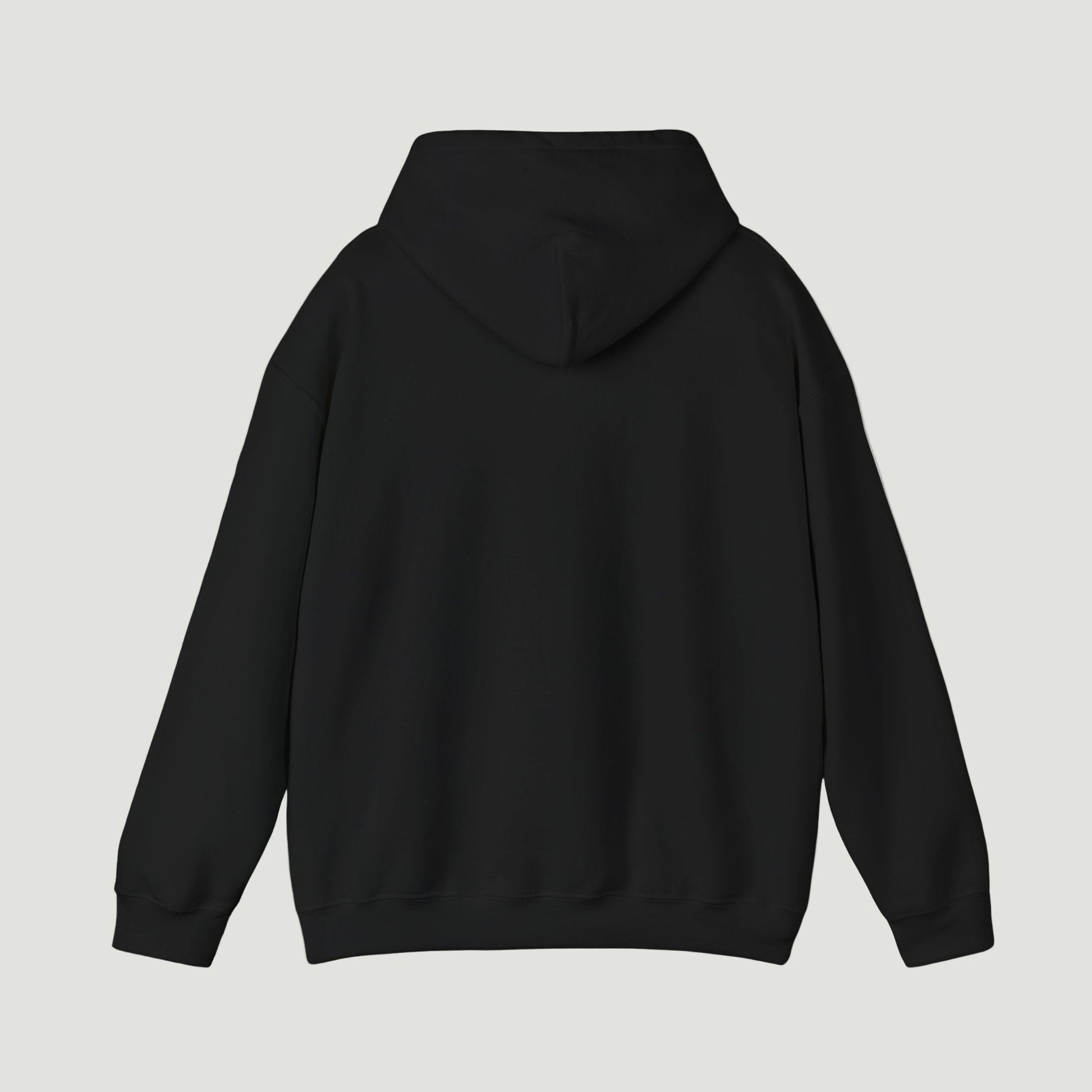 Back view of Deep Black Vandox Canon Hoodie with bold “Saint Vandox” script in cursive across the chest. Starboy old money hoodie sweatshirt clothes vandox sacrevandox vandox clothes vandox clothing