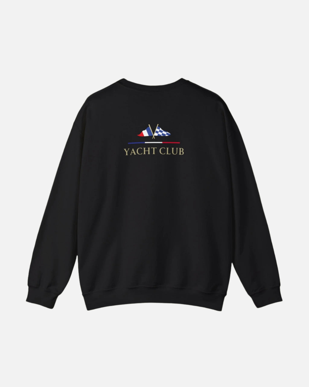 Deep Black Vandox Monaco Saint Roman Yacht Club crewneck featuring international maritime flags, gold lettering, and anchor detail—blending old money elegance with nautical style. Starboy old money hoodie sweatshirt clothes vandox sacrevandox vandox clothes vandox clothing
