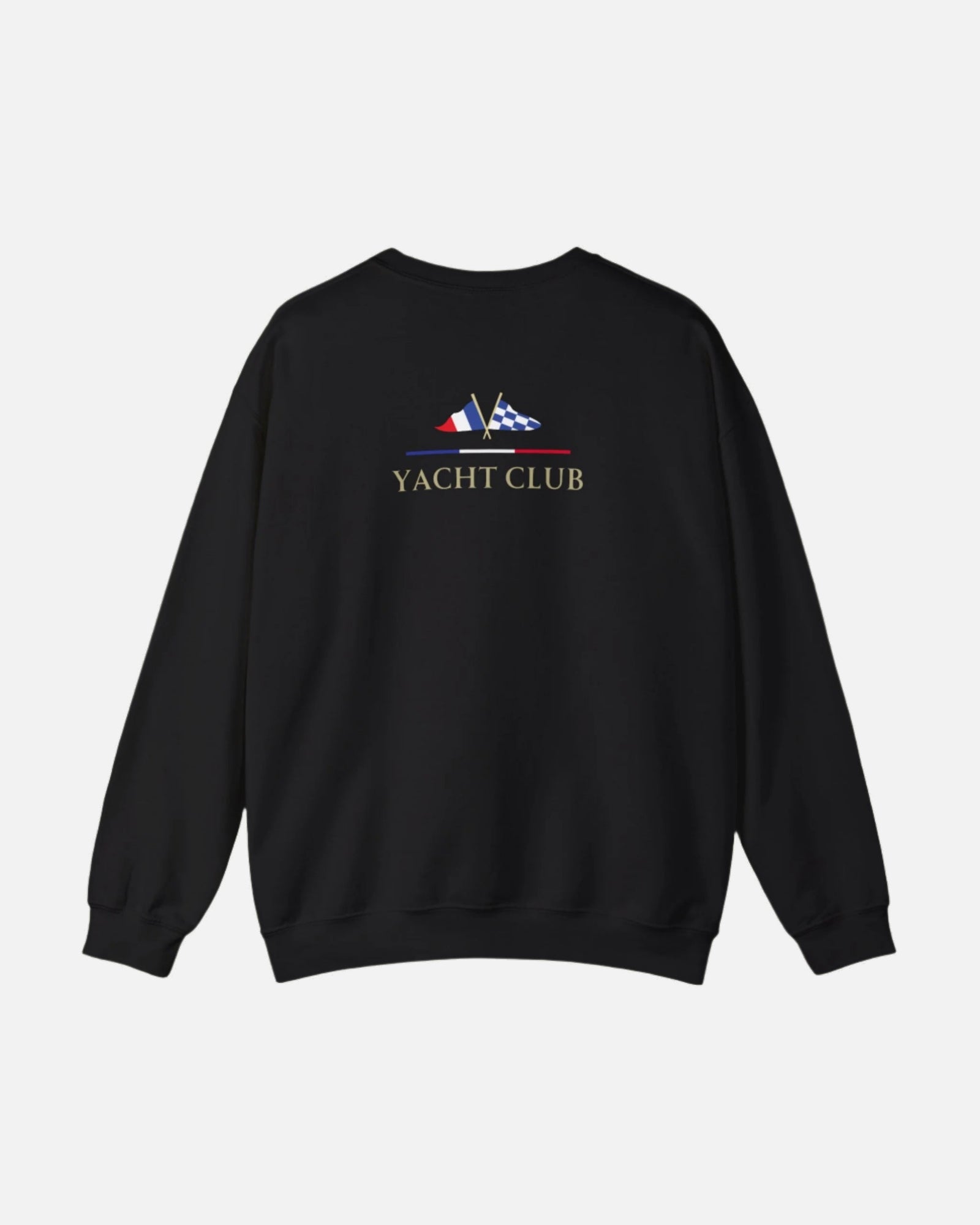 Deep Black Vandox Monaco Saint Roman Yacht Club crewneck featuring international maritime flags, gold lettering, and anchor detail—blending old money elegance with nautical style. Starboy old money hoodie sweatshirt clothes vandox sacrevandox vandox clothes vandox clothing