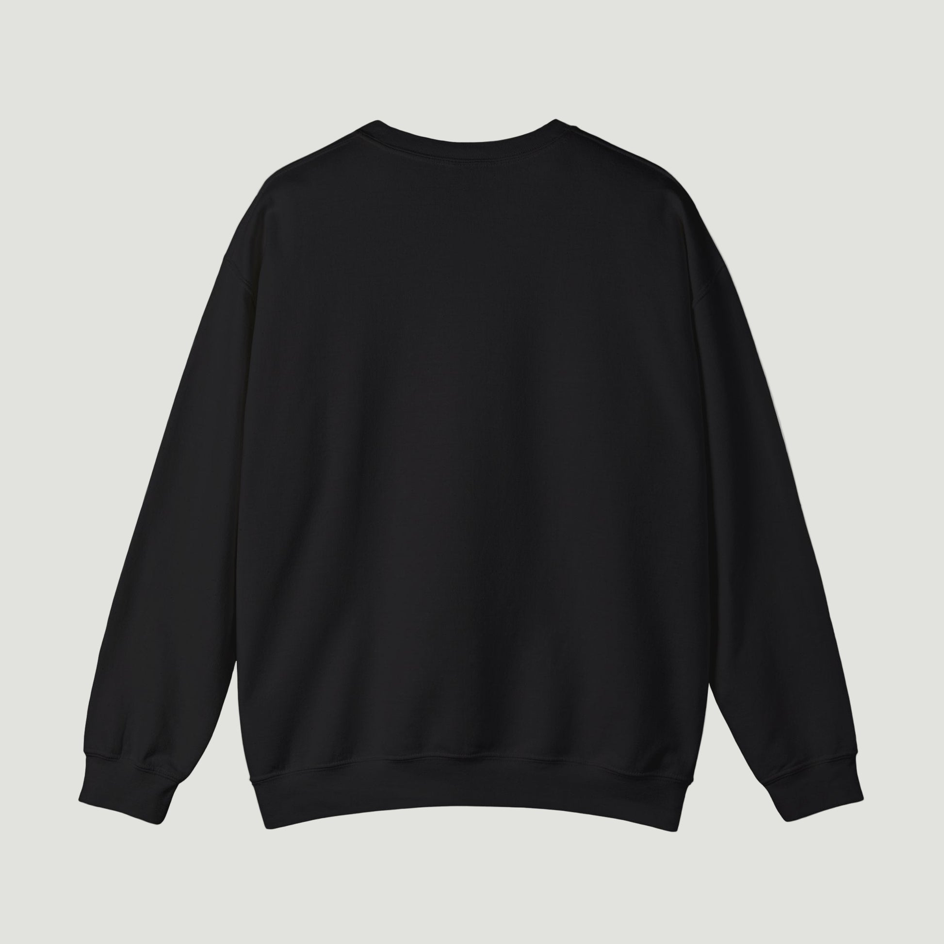 Back view of the Vandox deep black Ski Society Crewneck featuring plain minimalist design. Starboy old money hoodie sweatshirt clothes vandox sacrevandox vandox clothes vandox clothing