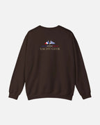 Dark Chocolate Brown Vandox Monaco Saint Roman Yacht Club crewneck featuring international maritime flags, gold lettering, and anchor detail—blending old money elegance with nautical style. Starboy old money hoodie sweatshirt clothes vandox sacrevandox vandox clothes vandox clothing