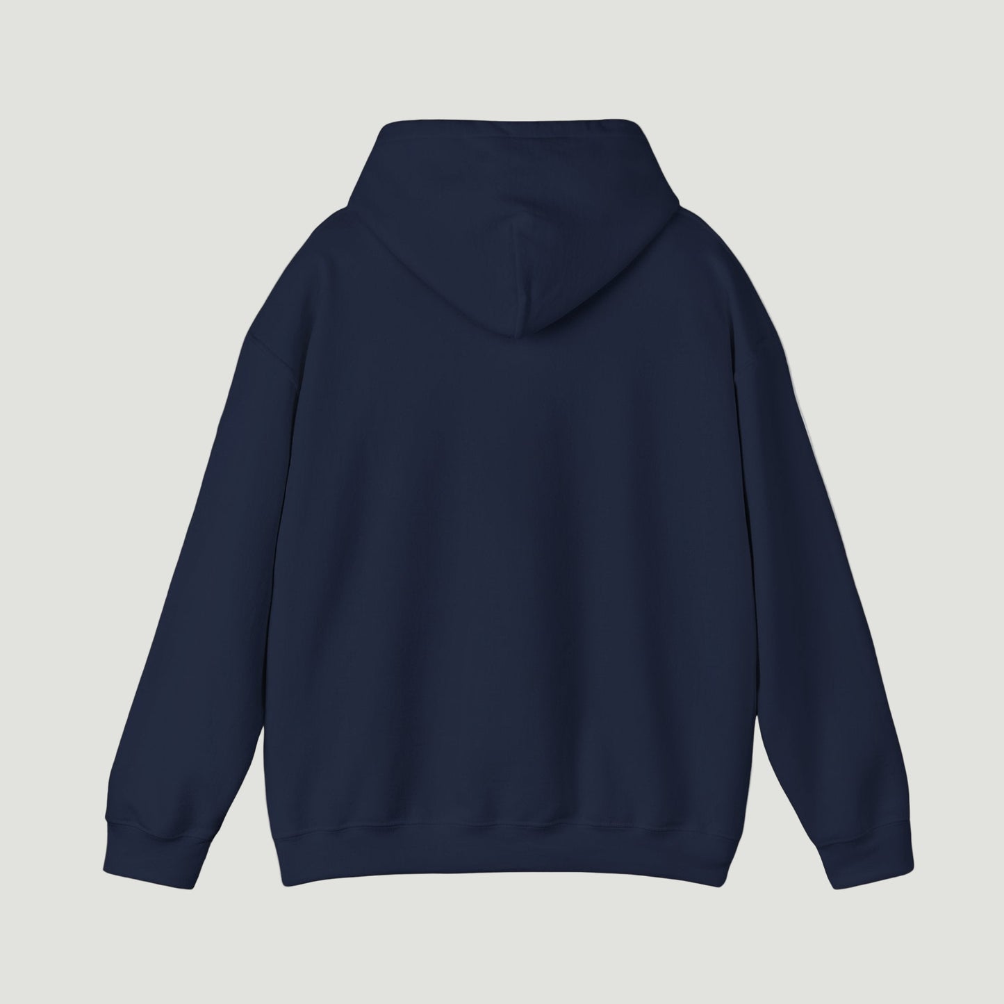 Back view of Deep Navy Blue Vandox Canon Hoodie with bold “Saint Vandox” script in cursive across the chest. Starboy old money hoodie sweatshirt clothes vandox sacrevandox vandox clothes vandox clothing