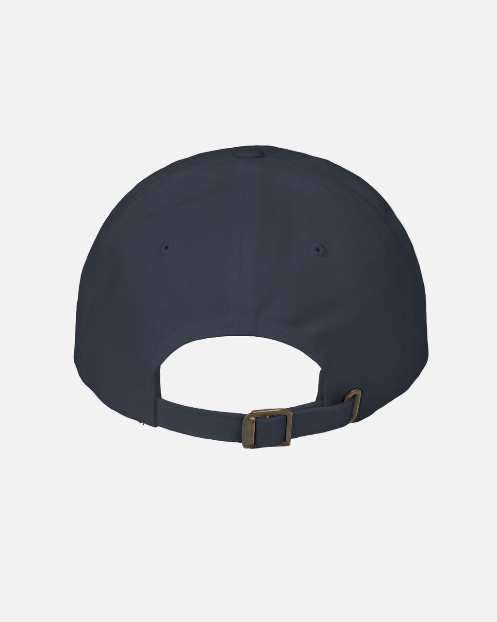 Back view of the deep dark blue navy Maison Royale Cap showing embroidered design on the front and adjustable strap with metal buckle. Starboy old money accessories accessory hat cap vandox sacrevandox vandox clothes vandox baseball cap baseball hat