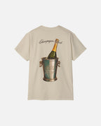 Back view of the sand cream beige Bubbly Society T-Shirt by Vandox with champagne bucket graphic and “Champagne Club” script. Starboy old money shirt tshirt clothes vandox sacrevandox vandox clothes vandox clothing