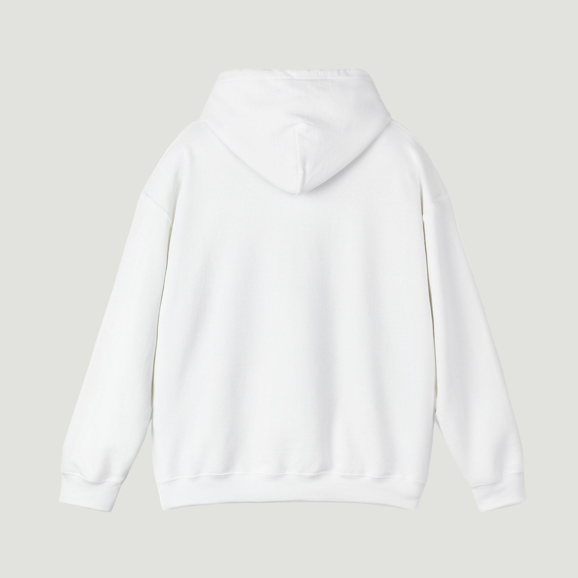 Back view of Eggshell White Vandox Canon Hoodie with bold “Saint Vandox” script in cursive across the chest. Starboy old money hoodie sweatshirt clothes vandox sacrevandox vandox clothes vandox clothing