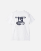 Back view of the eggshell white Grande Maison Vandox T-Shirt featuring chess piece, glass, and playing card graphic with “Gilded Society” text. Starboy old money shirt tshirt clothes vandox sacrevandox vandox clothes vandox clothing