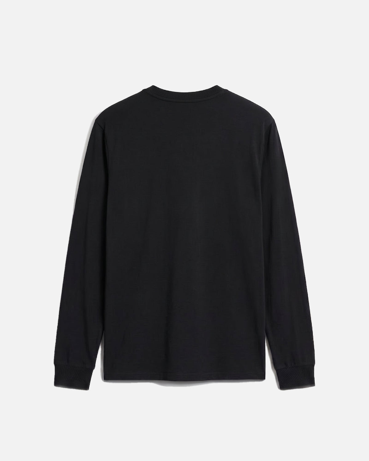 black Vandox Post Stamp long-sleeve t-shirt shown from the back, laid flat against a light off-white background. Starboy old money shirt tshirt longsleeve crewneck clothes vandox sacrevandox vandox clothes vandox clothing