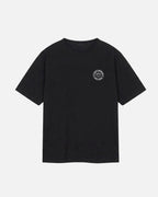 Black Vandox Powder Day t-shirt front view with red St. Moritz Switzerland circular stamp and Sacre Vandox chest graphic. Starboy old money shirt tshirt clothes vandox sacrevandox vandox clothes vandox clothing