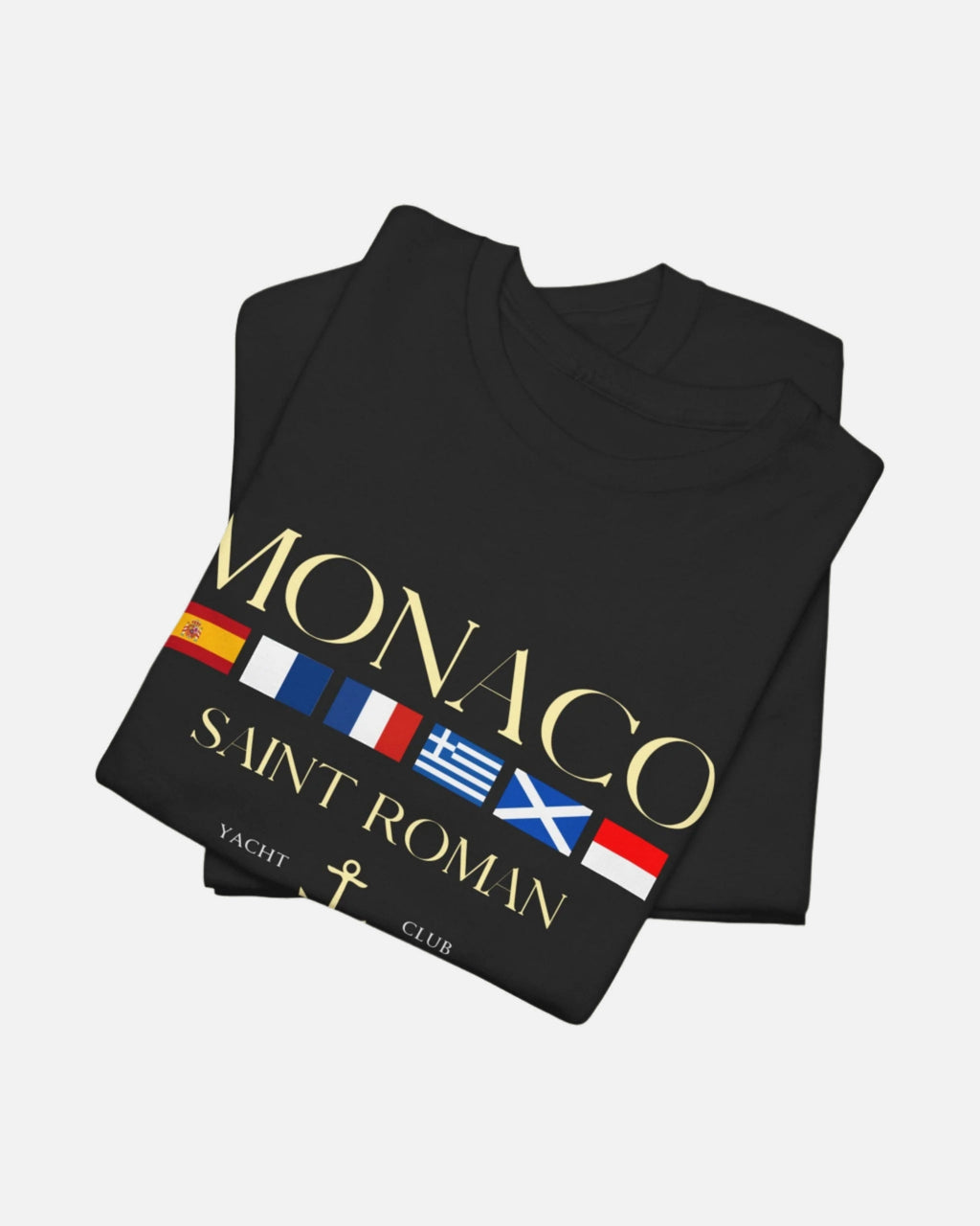 Black Vandox Monaco Saint Roman Yacht Club T-Shirt with international flags and anchor graphic. Starboy old money shirt tshirt clothes vandox sacrevandox vandox clothes vandox clothing