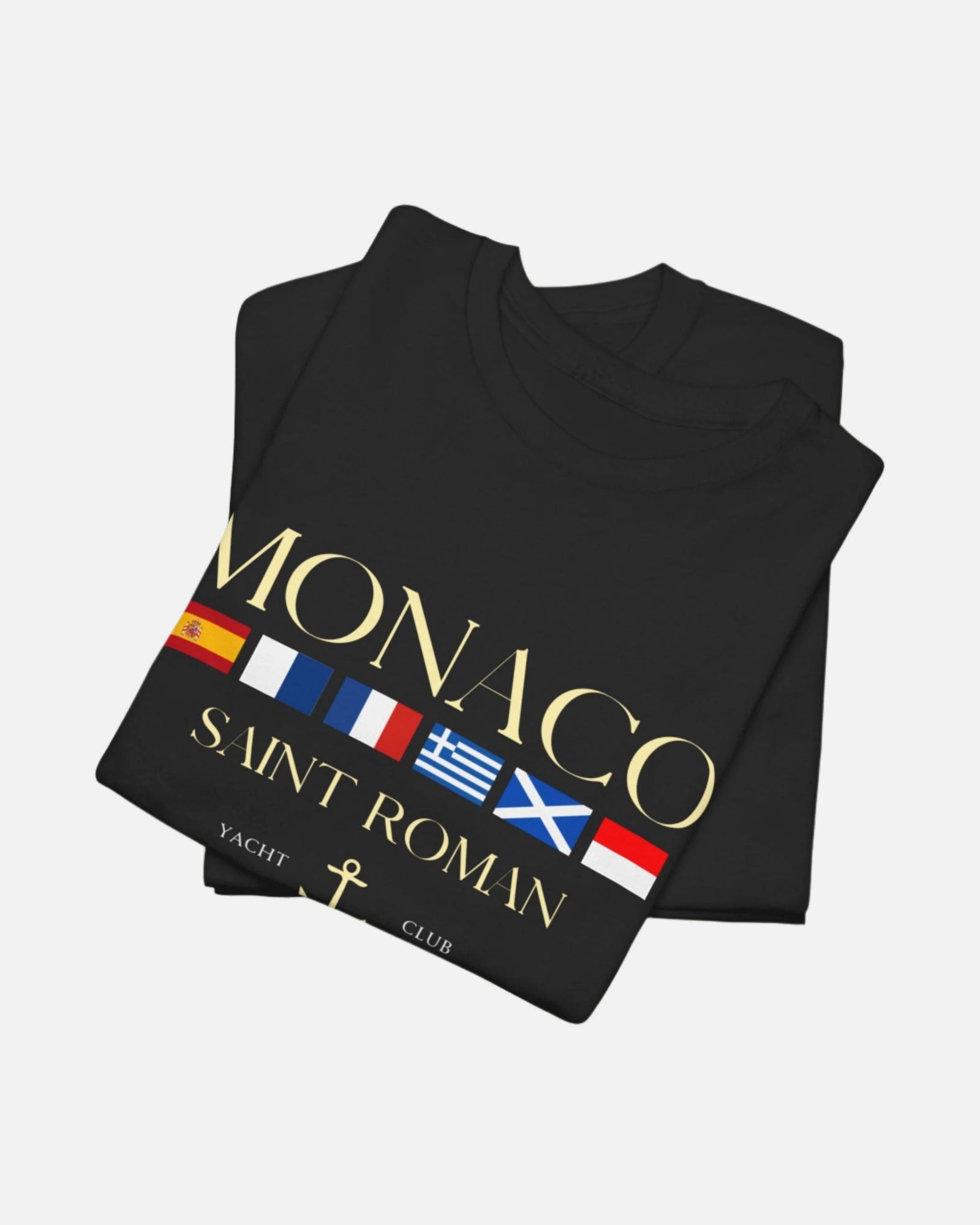Black Vandox Monaco Saint Roman Yacht Club T-Shirt with international flags and anchor graphic. Starboy old money shirt tshirt clothes vandox sacrevandox vandox clothes vandox clothing