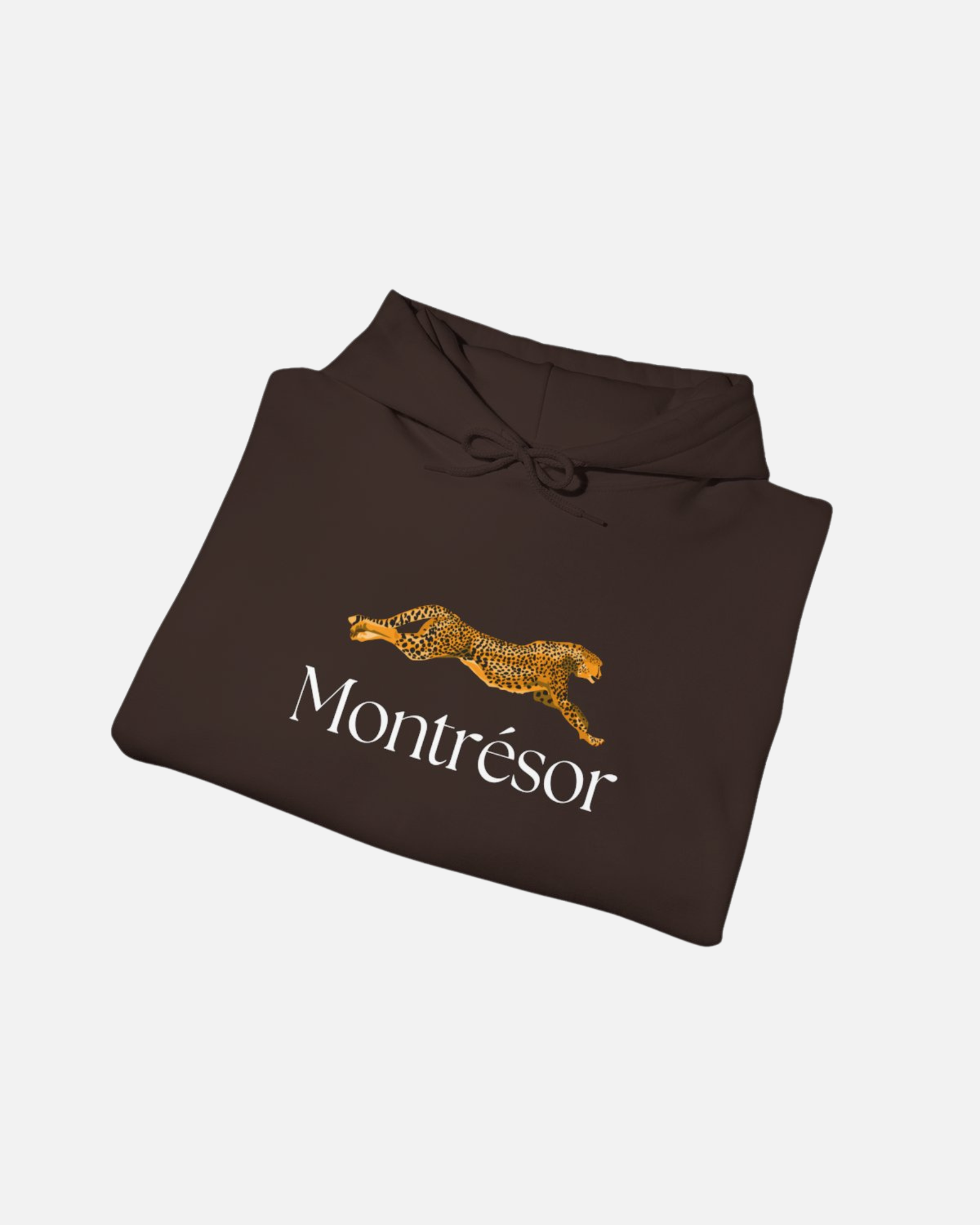 Dark Chocolate Brown hoodie featuring a golden leopard graphic and "Montrésor" branding, combining bold elegance with casual style. Starboy old money hoodie sweatshirt clothes vandox sacrevandox vandox clothes vandox clothing