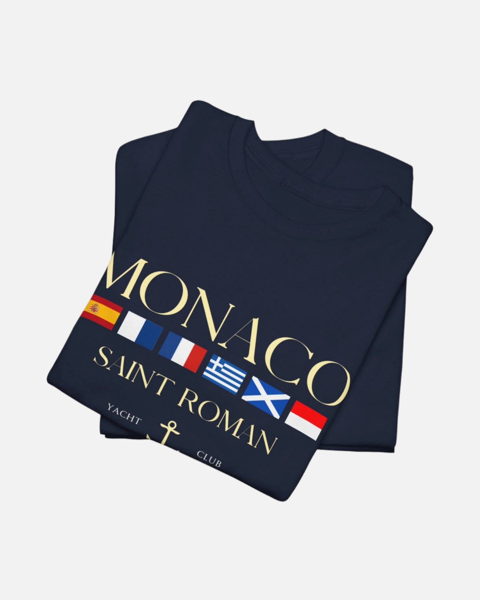 Navy Vandox Monaco Saint Roman Yacht Club T-Shirt with international flags and anchor graphic. Starboy old money shirt tshirt clothes vandox sacrevandox vandox clothes vandox clothing