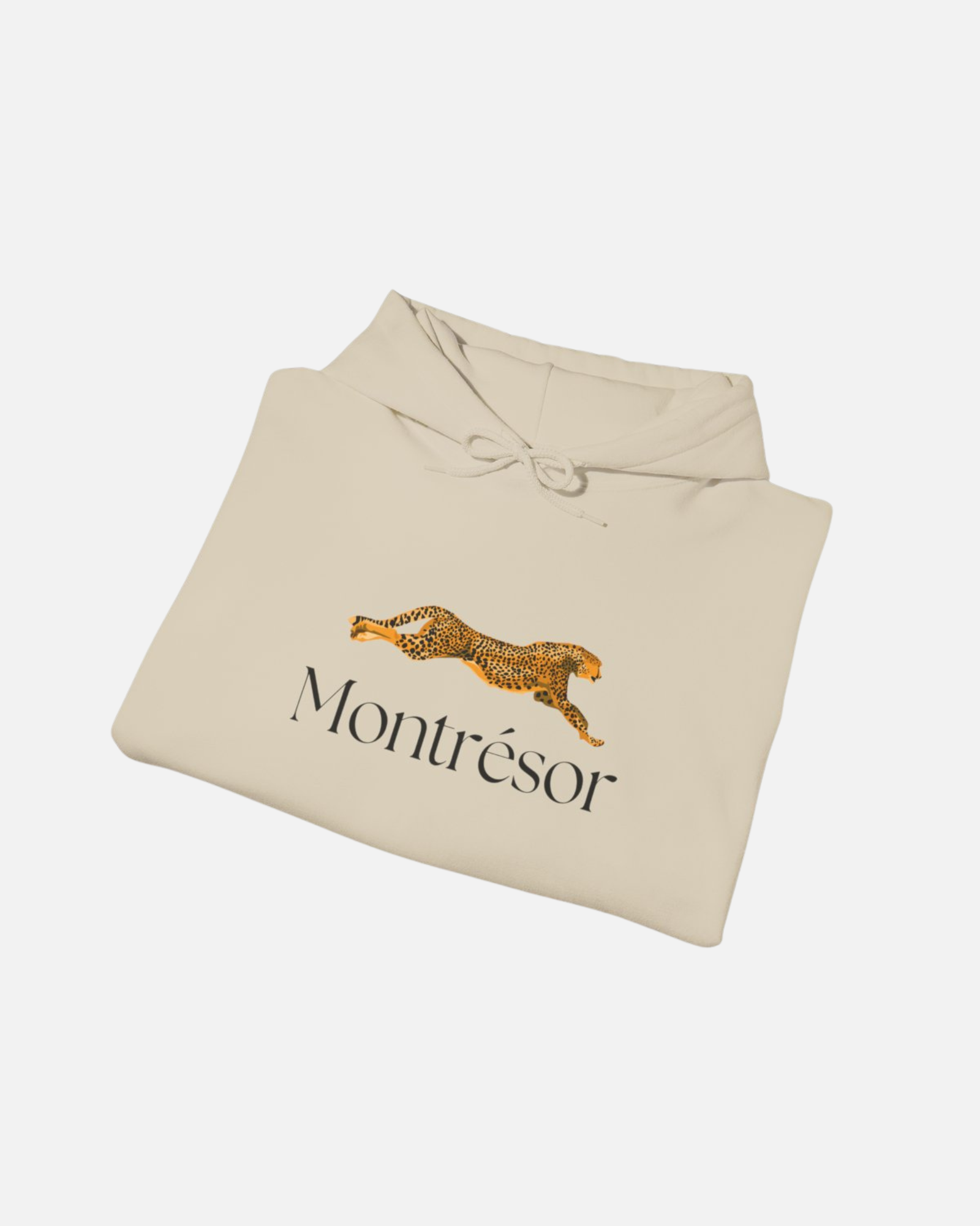 Sand Cream hoodie featuring a golden leopard graphic and "Montrésor" branding, combining bold elegance with casual style. Starboy old money hoodie sweatshirt clothes vandox sacrevandox vandox clothes vandox clothing