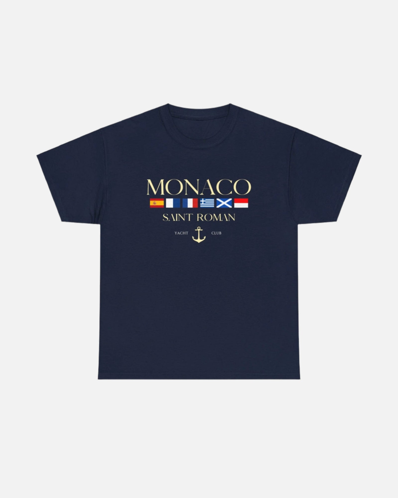 Navy Vandox Monaco Saint Roman Yacht Club T-Shirt with international flags and anchor graphic. Starboy old money shirt tshirt clothes vandox sacrevandox vandox clothes vandox clothing