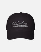 Black Vandox cap with white embroidered logo and Monaco address coordinates referencing Place du Casino and Place du Palais, from SS25 collection. Hat Cap Baseball Cap Baseball Hat starboy hat old money hats vandox sacre vandox sacrevandox vandox clothing vintage distressed baseball hat 