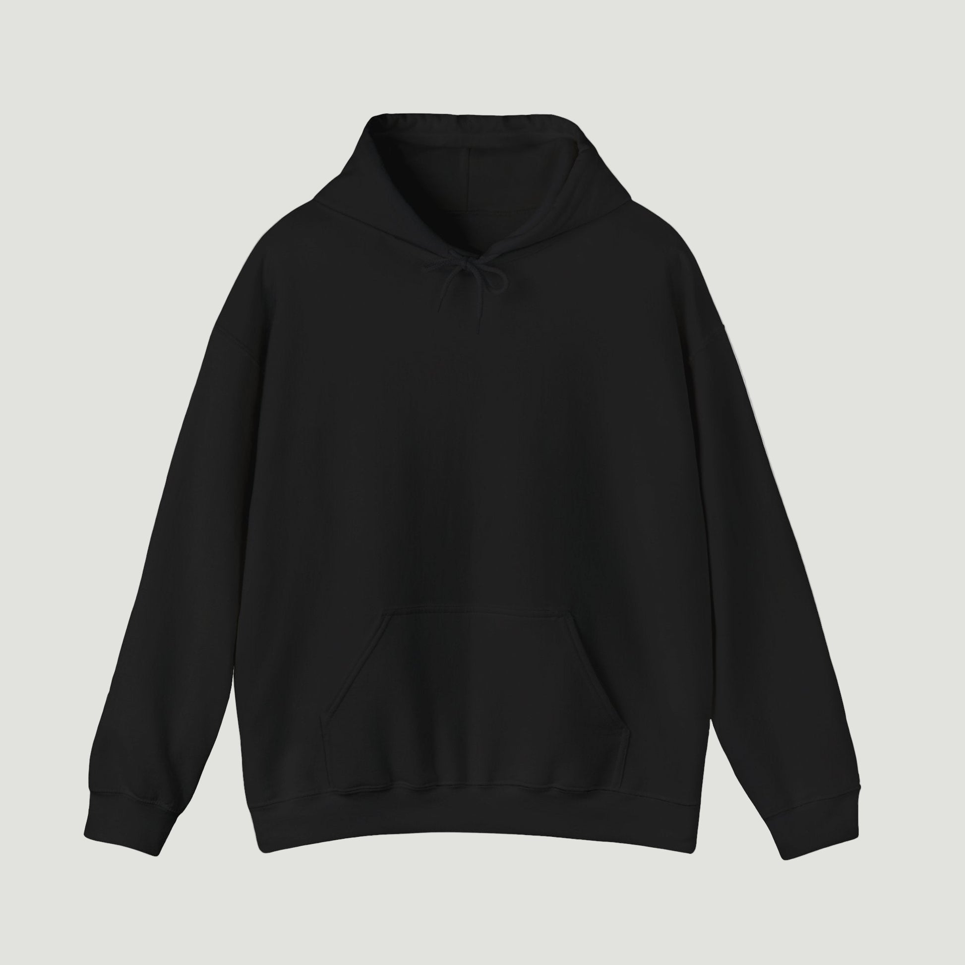 Front view of the Deep Black Noir Pounce Hoodie with minimalist design and kangaroo pocket. Starboy old money hoodie sweatshirt clothes vandox sacrevandox vandox clothes vandox clothing