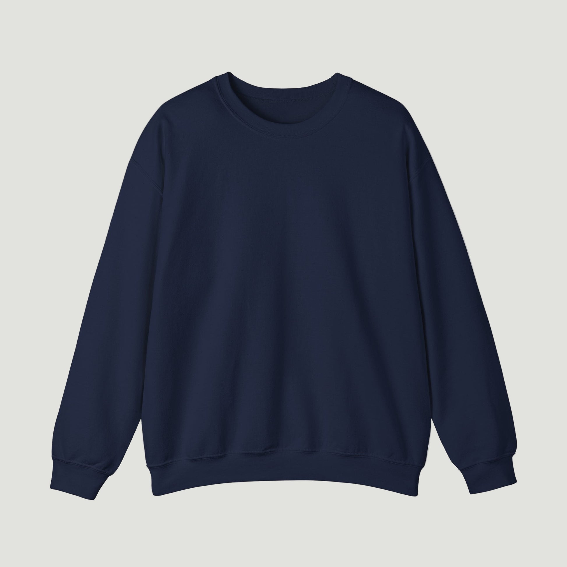 Front view of the deep Navy Blue Noir Pounce Crewneck with minimal design by Vandox. Starboy old money hoodie sweatshirt clothes vandox sacrevandox vandox clothes vandox clothing crewneck 