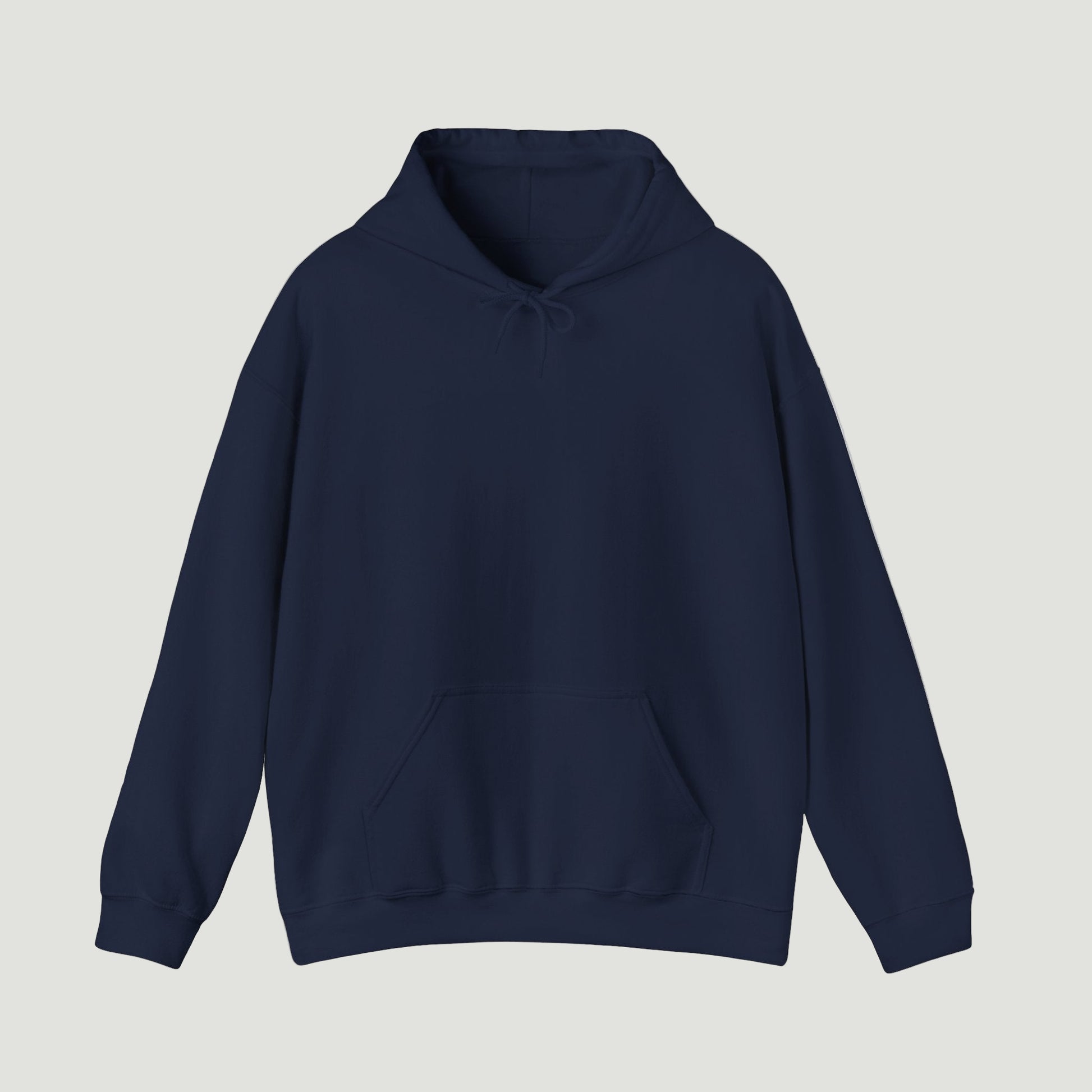 Front view of the Dark Navy Blue Noir Pounce Hoodie with minimalist design and kangaroo pocket. Starboy old money hoodie sweatshirt clothes vandox sacrevandox vandox clothes vandox clothing