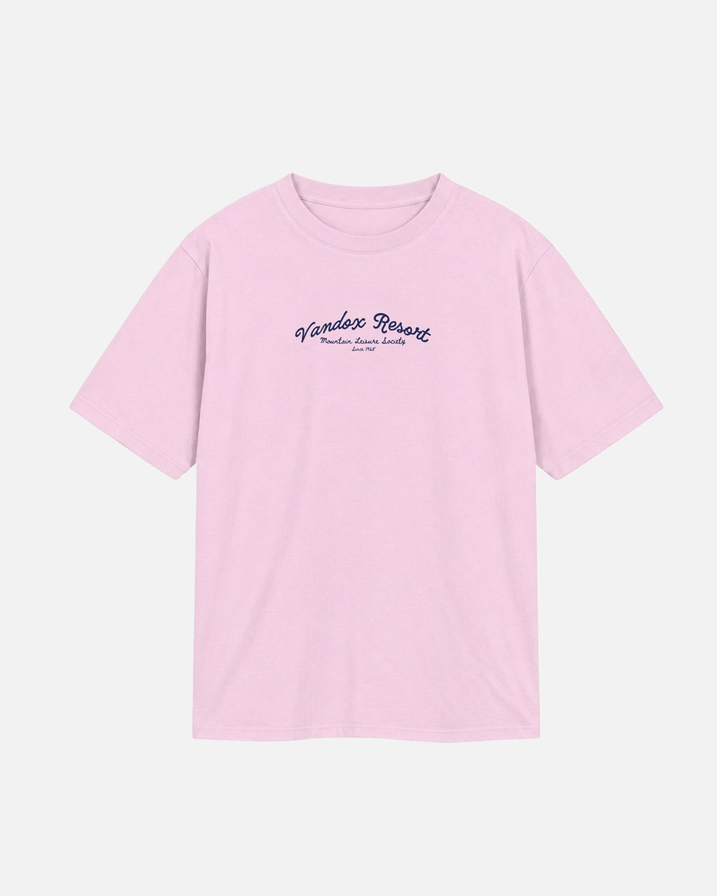 Light Pink Vandox Resort t-shirt with Vandox Resort Mountain Leisure Society script chest graphic. Starboy old money shirt tshirt clothes vandox sacrevandox vandox clothes vandox clothing