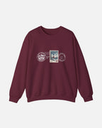 Maroon Vandox Post Stamp crewneck sweatshirt with vintage Helvetia 80 postal stamp St. Moritz Engadin scene and Alpine Heritage Alpine Leisure Vandox postmark chest graphic. Starboy old money hoodie sweatshirt clothes vandox sacrevandox vandox clothes vandox clothing crewneck autumn clothes no hood fall clothes 