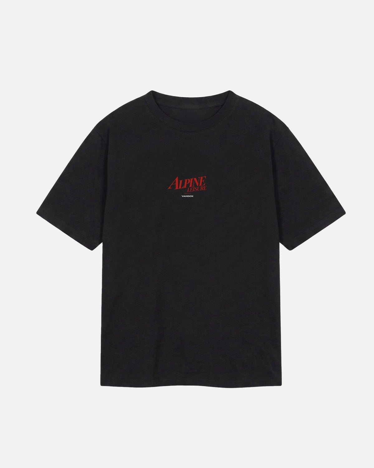 Black Vandox Alpine Leisure t-shirt with red Alpine Leisure Vandox chest logo. Starboy old money shirt tshirt clothes vandox sacrevandox vandox clothes vandox clothing