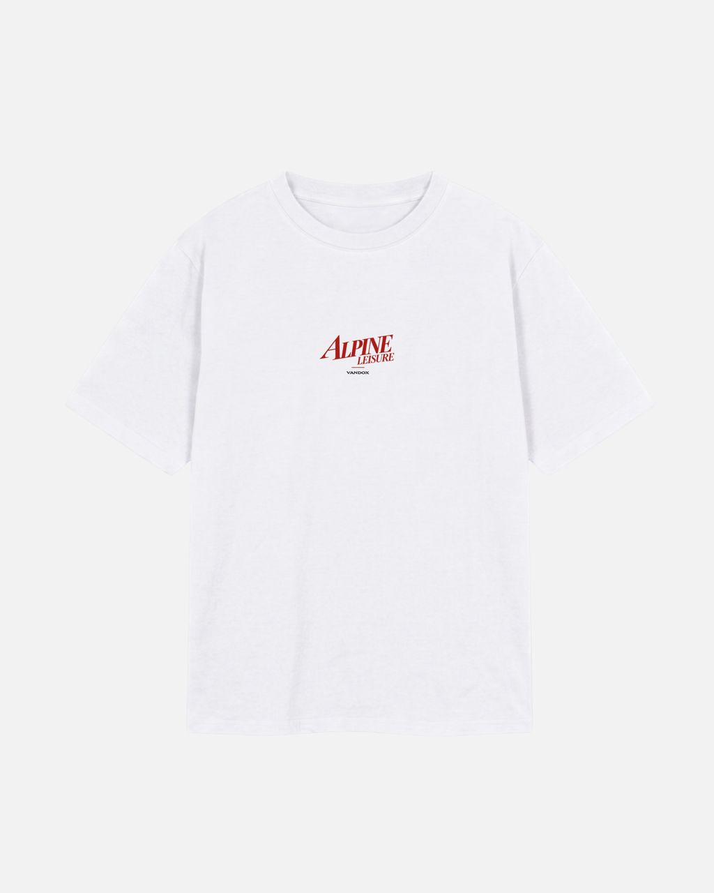 Eggshell White Vandox Alpine Leisure t-shirt with red Alpine Leisure Vandox chest logo. Starboy old money shirt tshirt clothes vandox sacrevandox vandox clothes vandox clothing