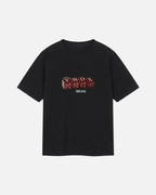 Black Vandox Baccarat Club T-Shirt, front view with red dice VNDX graphic and 1991 detail, luxury streetwear t-shirt. Starboy old money t-shirt vandox sacrevandox vandox clothes vandox clothing