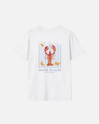 Vandox Catch of the Day Tee back view – white premium cotton t-shirt featuring Costa Azzurra lobster watercolour graphic with Amore di Mare lettering by Sacre Vandox, Frutta d'Estate summer collection. Starboy old money shirt tshirt clothes vandox sacrevandox vandox clothes vandox clothing