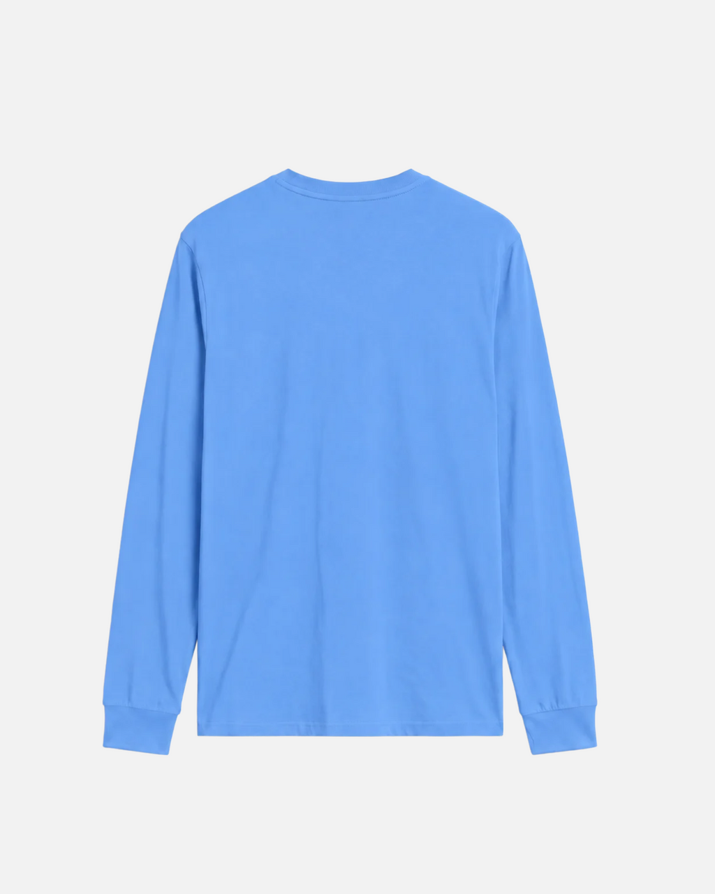Carolina blue light blue baby blue Vandox Cortina Longsleeve, back view, clean back with ribbed collar and cuffs, luxury streetwear longsleeve. Starboy old money longsleeve vandox sacrevandox vandox clothes vandox clothing