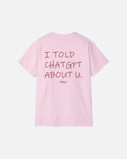 Digital Love T-Shirt in Light Pink by Vandox featuring statement back print “I told ChatGPT about u”. Starboy old money shirt tshirt clothes vandox sacrevandox vandox clothes vandox clothing