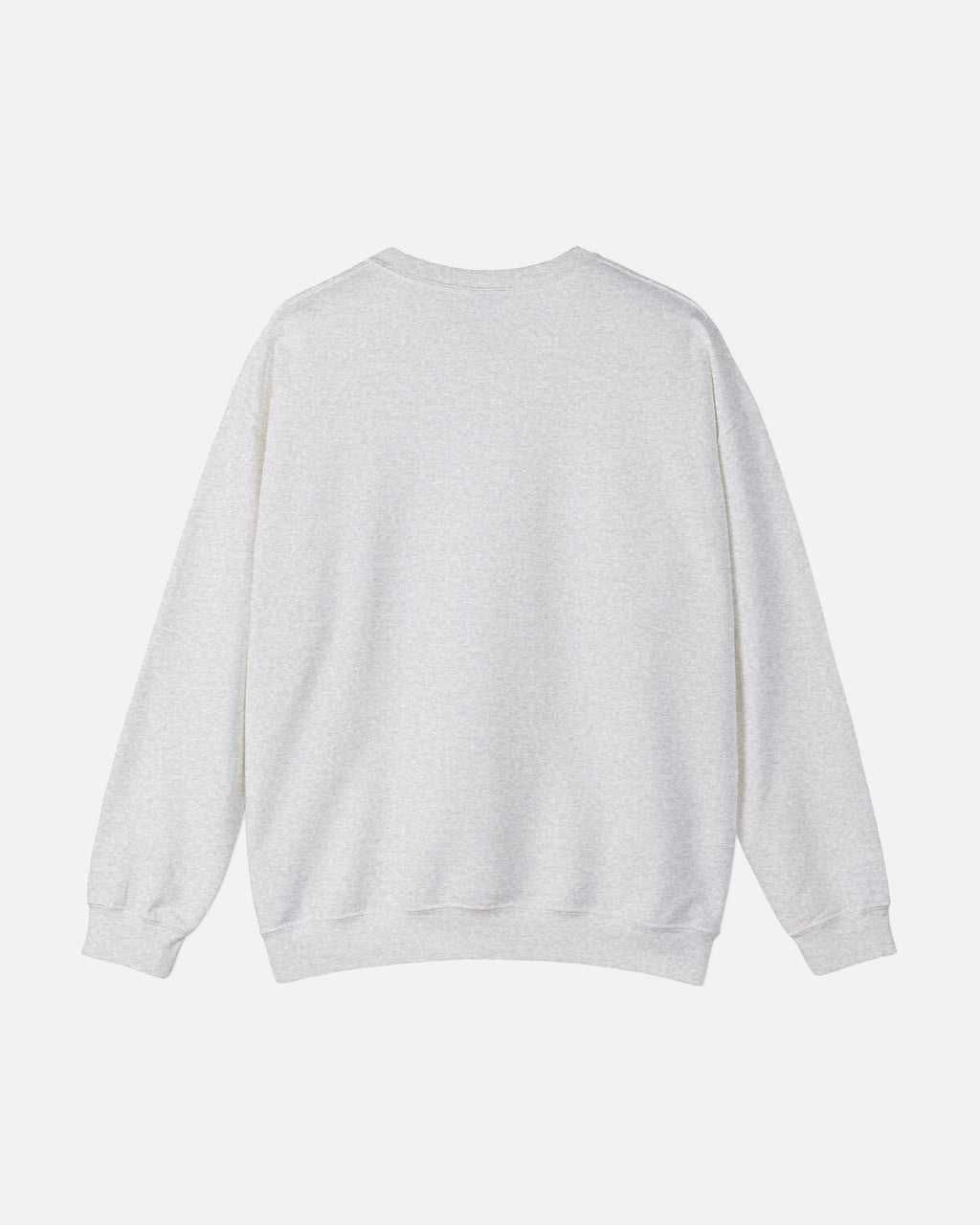 Ash sport grey heather gray Vandox Le Rocher Crewneck, back view, clean back with ribbed collar and cuffs, luxury streetwear crewneck. Starboy old money crewneck sweatshirt clothes vandox sacrevandox vandox clothes vandox clothing